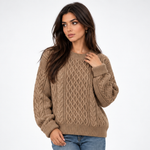 Pull Torsadé Col Rond - coloris Marron
