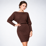 Ensemble Robe en Maille et Pull Court - coloris Marron