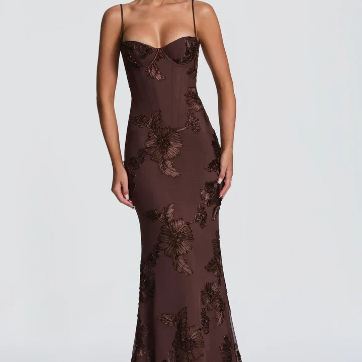 AloeZ | Robe Maxi Broderie Florale 3D