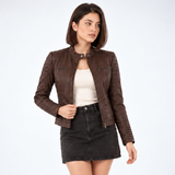 Veste Biker en Similicuir - coloris Marron