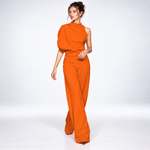 Combinaison Drapée Une Épaule - coloris Orange