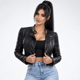 Veste Biker Ajustée Col Officier - vue 1