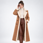 Manteau Long Bordures Sherpa - coloris Kaki