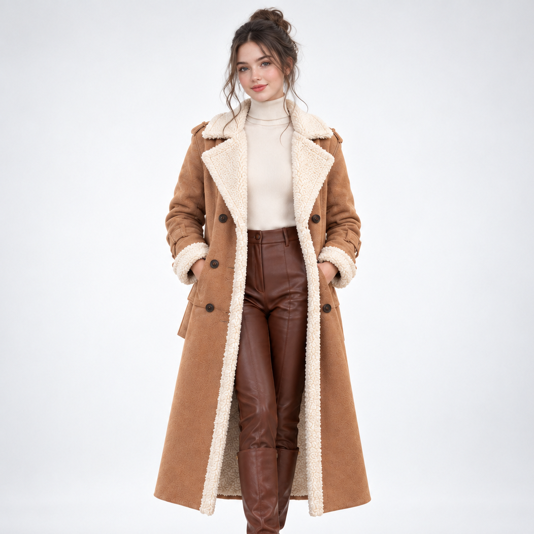 Manteau Long Bordures Sherpa - vue 1