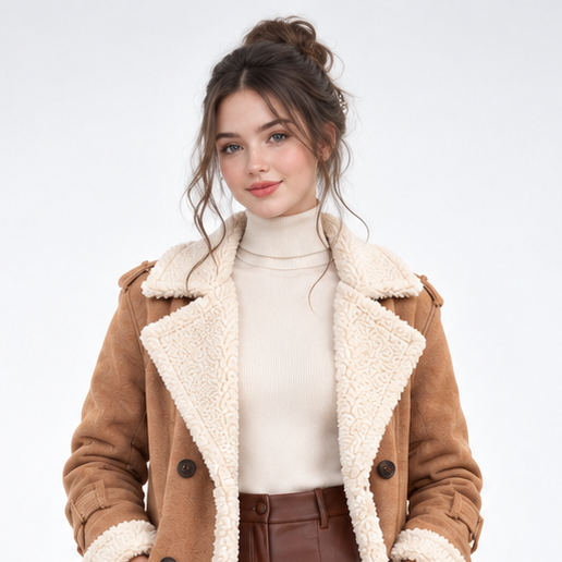 Manteau Long Bordures Sherpa - vue 4