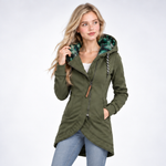 Veste Sweat Longue à Capuche Imprimée - coloris Vert