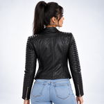 Veste Biker Ajustée Col Officier - vue 2