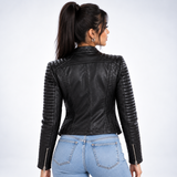 Veste Biker Ajustée Col Officier - vue 2