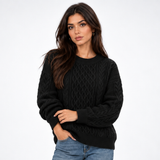 Pull Torsadé Col Rond - coloris Noir
