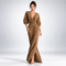 Robe Longue Portefeuille Drapée Col V - coloris Marron