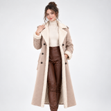 Manteau Long Bordures Sherpa - coloris Abricot