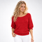 Pull Col Bateau Manches Bouffantes - coloris Rouge