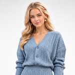 Ensemble Cardigan Col V et Jupe Midi en Maille - vue 4