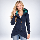 Veste Sweat Longue à Capuche Imprimée - vue 1