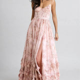 AloeZ | Robe Maxi Romantique Fleurie à Volants