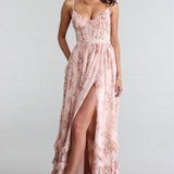 AloeZ | Robe Maxi Romantique Fleurie à Volants
