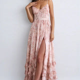 AloeZ | Robe Maxi Romantique Fleurie à Volants