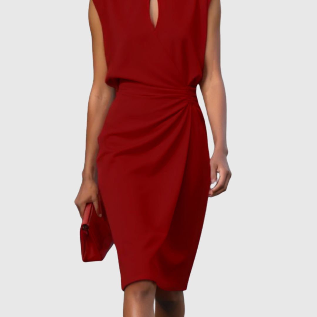 AloeZ | Robe Midi Élégante Taille Froncée