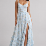 AloeZ | Robe Maxi Romantique Fleurie à Volants