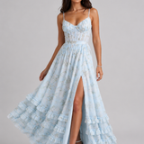 AloeZ | Robe Maxi Romantique Fleurie à Volants