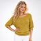 Pull Col Bateau Manches Bouffantes - coloris Jaune