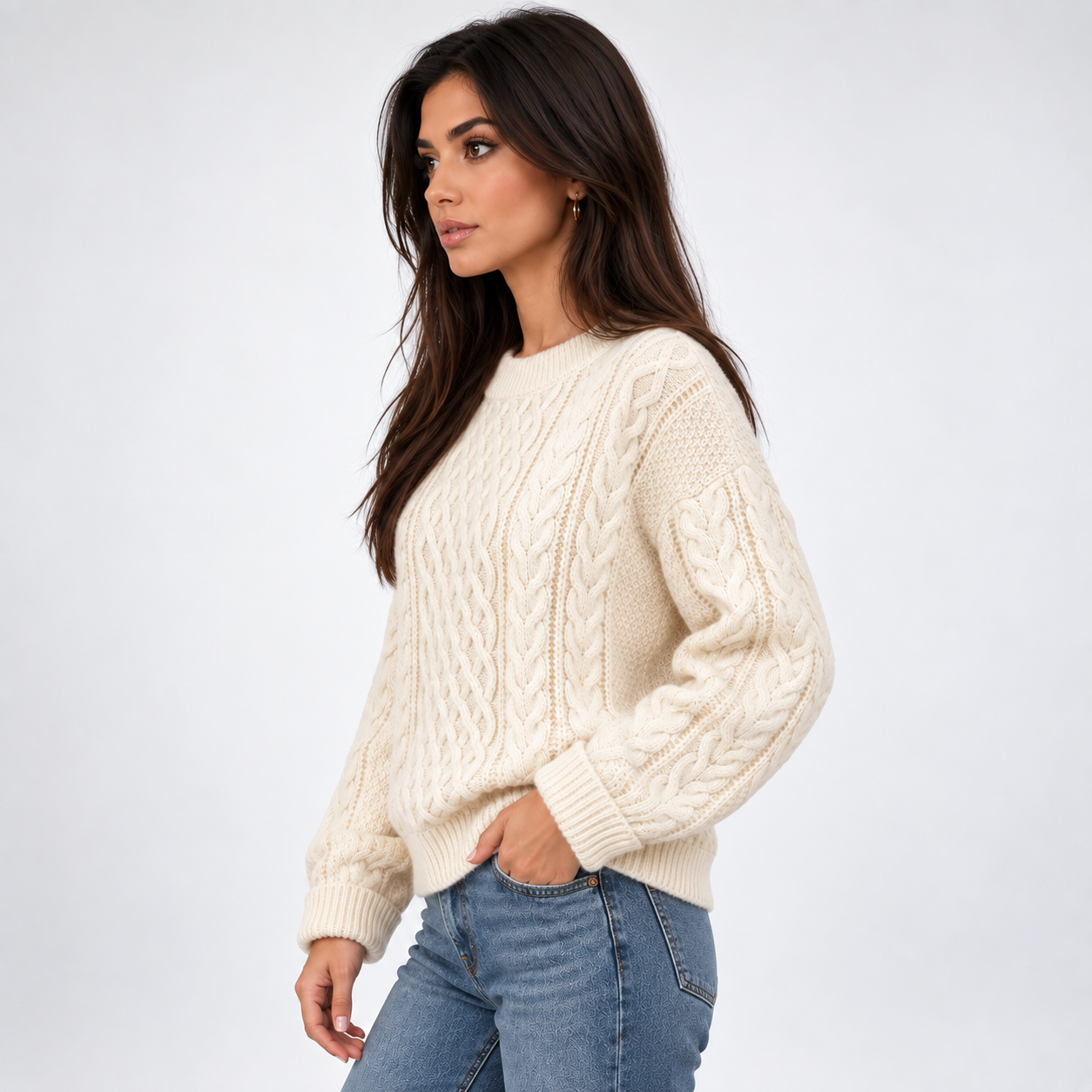 Pull Torsadé Col Rond - vue 3