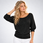 Pull Col Bateau Manches Bouffantes - vue 1