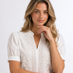 Blouse Brodée Col Montant Fendu - vue 6