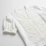 Blouse Brodée Col Montant Fendu - vue 7