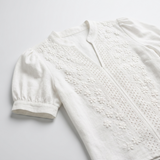 Blouse Brodée Col Montant Fendu - vue 7