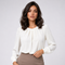 Blouse plissée blanche à col rond