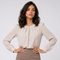 Blouse plissée abricot clair à col rond