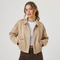 Blouson court beige à col chemise