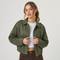 Blouson court olive à col chemise