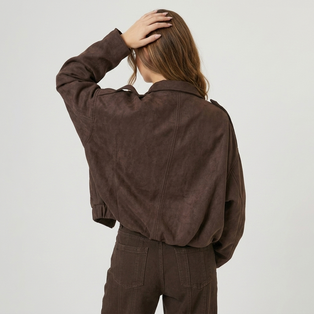 Dos du blouson court marron
