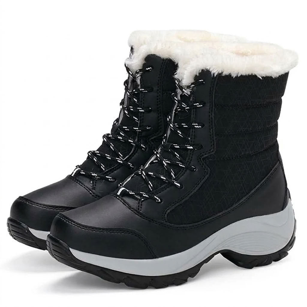Bottes d'hiver lacées coloris noir