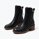 Bottines à talon bloc coloris noir
