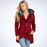 Veste Sweat Longue à Capuche Imprimée - coloris Rouge