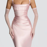 AloeZ | Robe Maxi Satin Décolleté Carré