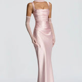 AloeZ | Robe Maxi Satin Décolleté Carré