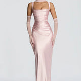 AloeZ | Robe Maxi Satin Décolleté Carré