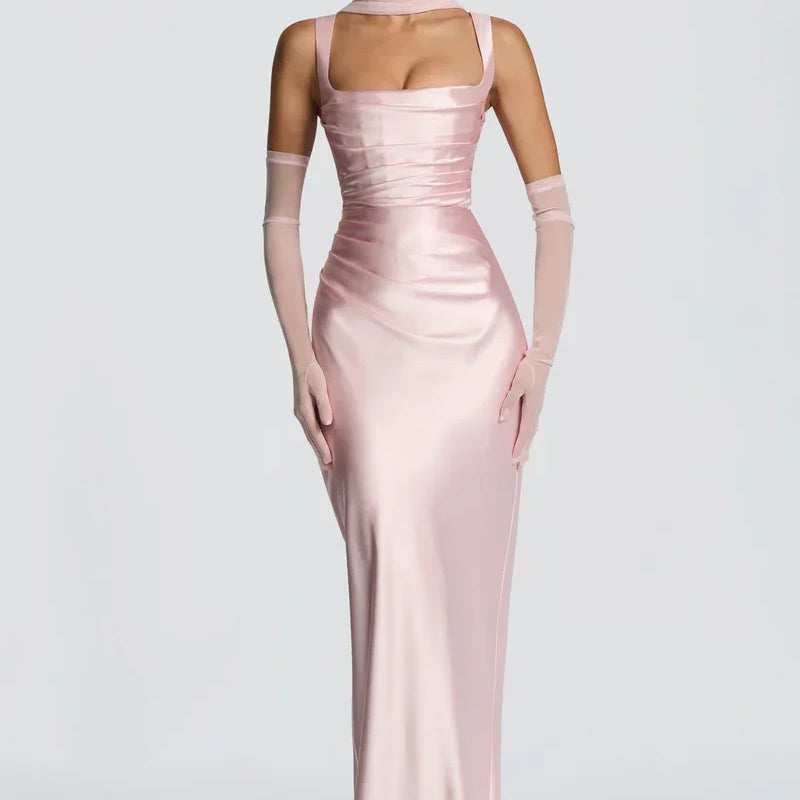 AloeZ | Robe Maxi Satin Décolleté Carré