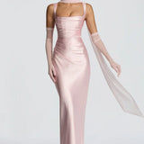 AloeZ | Robe Maxi Satin Décolleté Carré