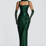 AloeZ | Robe Maxi Satin Décolleté Carré