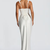 AloeZ | Robe Maxi Satin Décolleté Carré