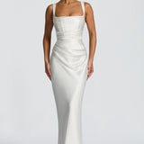 AloeZ | Robe Maxi Satin Décolleté Carré