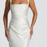 AloeZ | Robe Maxi Satin Décolleté Carré