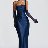 AloeZ | Robe Maxi Satin Décolleté Carré