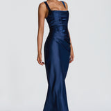 AloeZ | Robe Maxi Satin Décolleté Carré