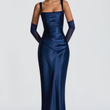 AloeZ | Robe Maxi Satin Décolleté Carré